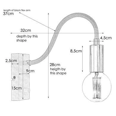 Ścienna LAMPA kinkiet RAW 106987 Markslojd metalowa OPRAWA industrialna na wysięgniku czarna