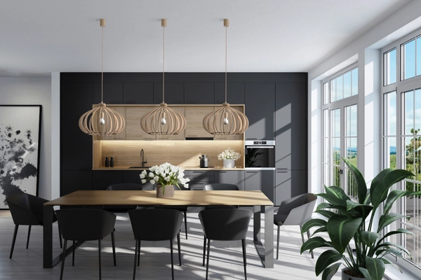 Drewniana lampa wisząca Ika 4174 ekologiczna klatka do salonu