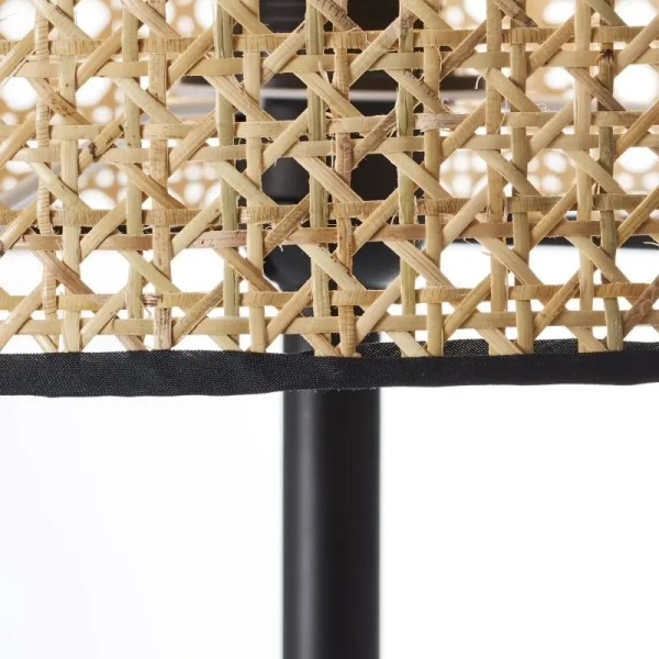 Podłogowa lampa do salonu Wiley 99091/09 ratanowa czarna beżowa