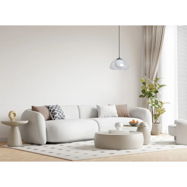 Szklana lampa wisząca Ainale PND-54637-1-BK-CL kula biała przezroczysta