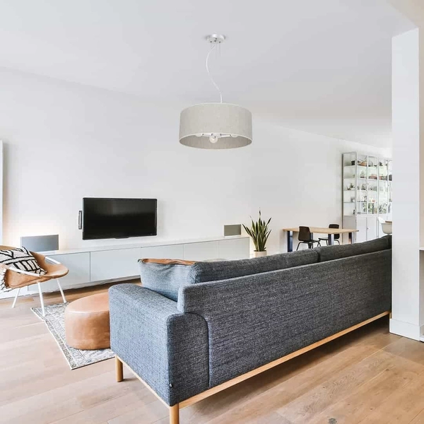 Wisząca lampa salonowa okrągła Lino MLP7501 Milagro metalowa lniana biała