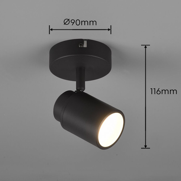 Regulowany reflektorek ścienny BRISA DL132880400 IP44 czarny
