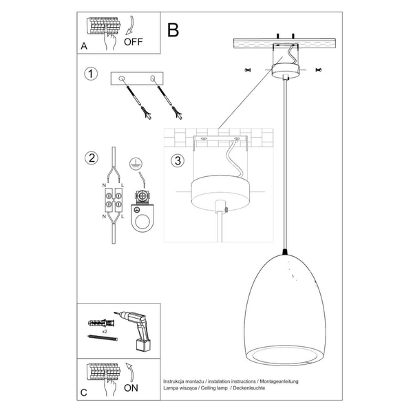 Wisząca lampa kuchenna SL.0842 ceramiczna nad stół biała