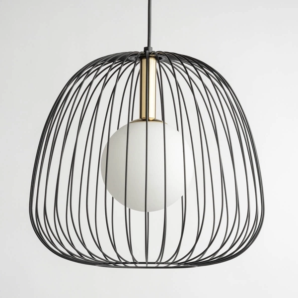 Pojedyncza lampa wisząca nad stół Bell 40727 Sigma klatka czarna złota