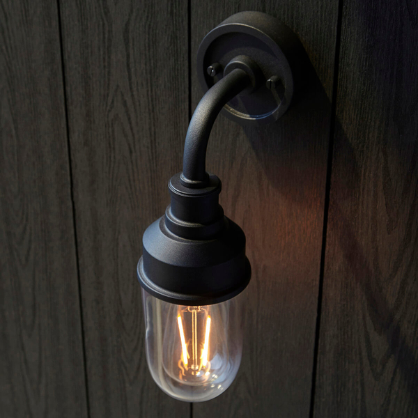 Elewacyjna lampa szklana L&-195884 IP44 czarny przezroczysty