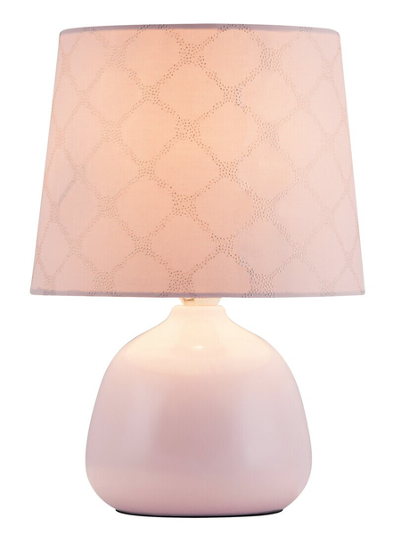 Materiałowa lampa gabinetowa Ellie 4384 na stół różowa