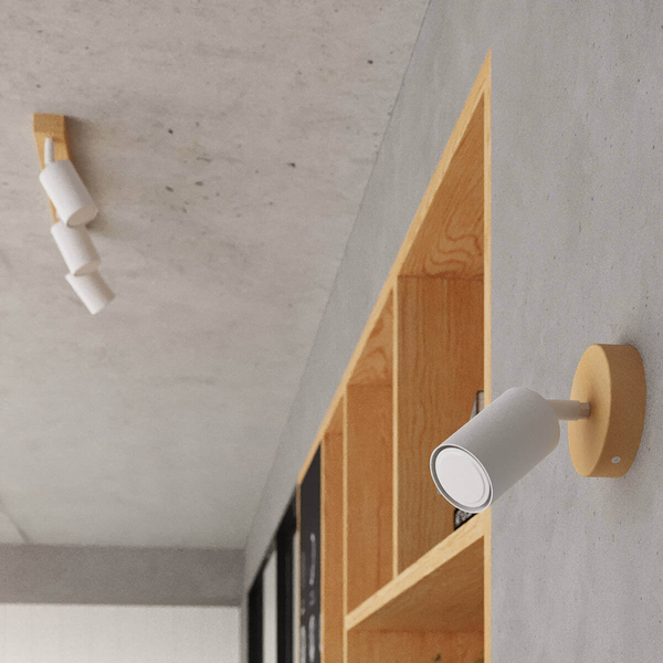 Lampa ścienna naturalna Verdo SL.1285 tuba drewniana biała