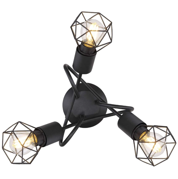 Druciana LAMPA sufitowa XARA I 54802S-3D Globo industrialna OPRAWA metalowy plafon pręty czarne