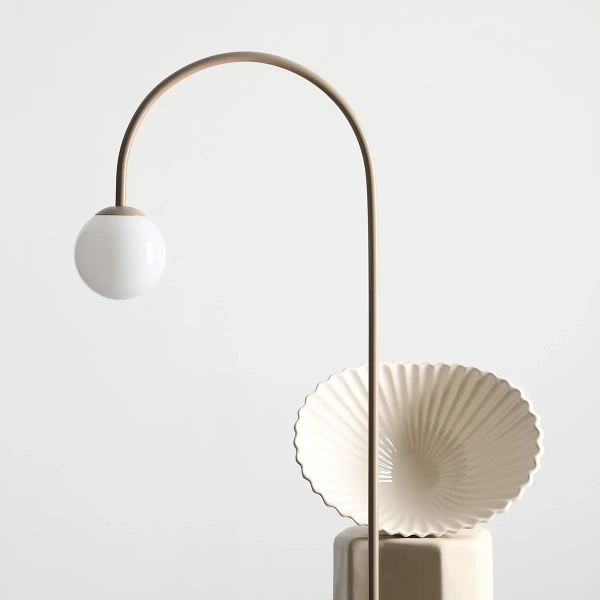 Stojąca lampa podłogowa do salonu UNA 1116A17 Aldex kulista beżowy