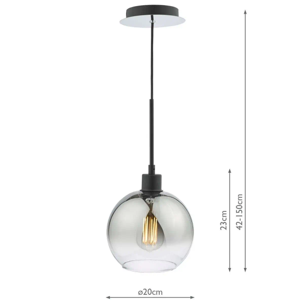 Kulista wisząca lampa Lycia LYC8622 kula do jadalni przydymiona czarna