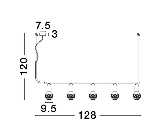 Wielopunktowa lampa wisząca BANI LE42716 przezroczysta czarna
