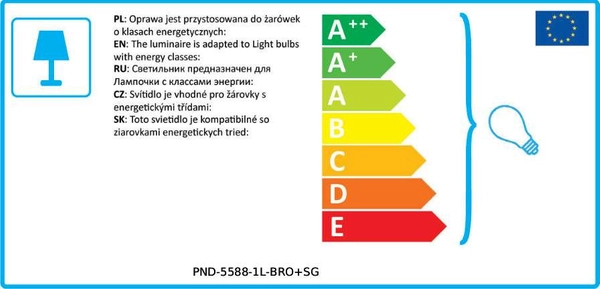 LAMPA wisząca ANTIOLA PND-5588-1L-BRO+SG Italux szklana OPRAWA loftowy zwis plisowany mosiężny przydymiony