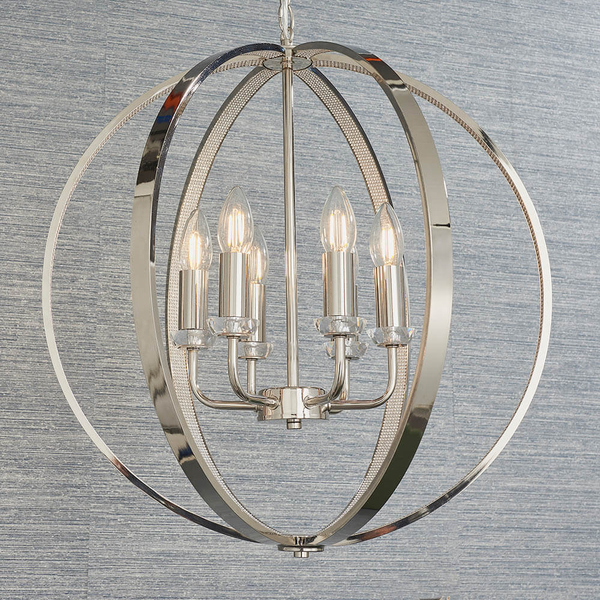 Wisząca lampa retro Ritz 81508 kulista świecznikowa srebrny