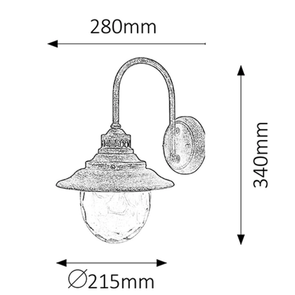 Zewnętrzna LAMPA ścienna BARCELONA 8677 Rabalux elewacyjna OPRAWA do ogrodu outdoor IP43 antyczne złoto