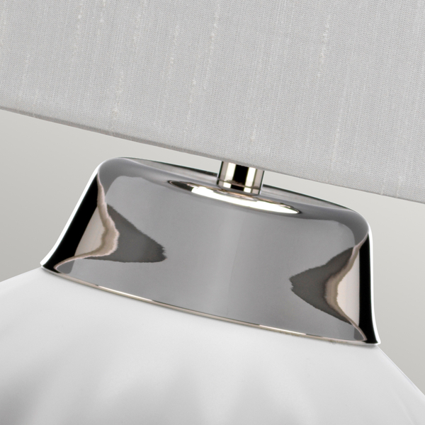 Ceramiczna lampka biurkowa QN-BEXLEY-TL-WPN nikiel biała