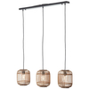 Potrójna lampa wisząca tuba Woodrow 93778/20 bambusowa beżowy czarny