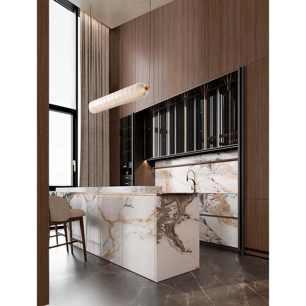 Lampa zwisająca do sypialni TIPUANI LE44627 LED 40W 3000K podłużna złota przezroczysta