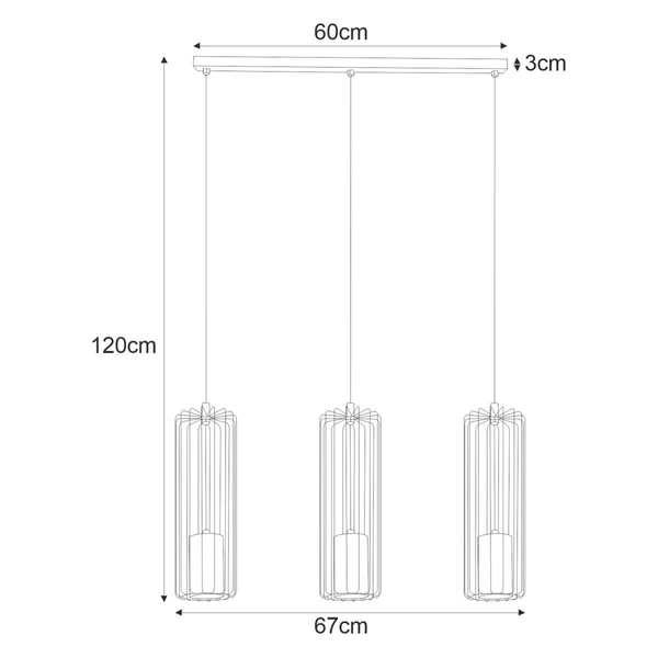 Lampa wisząca Gabia K-4936 druciak nad wyspę czarny złoty