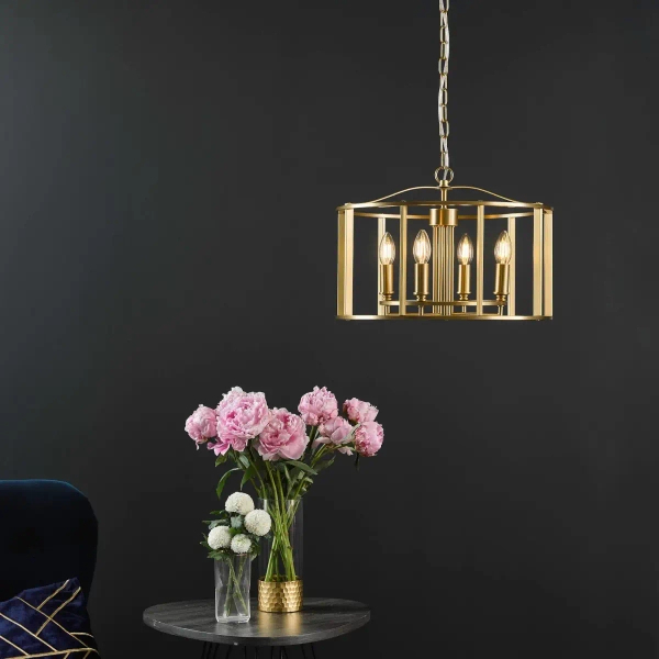 Lampa wisząca na łańcuchu Mya MYK0463 do salonu szczotkowany brąz
