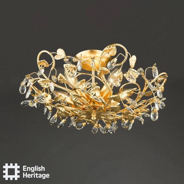 Sufitowa lampa Audley AUD5435-EH Dar Lighting glamour kryształy liście złota