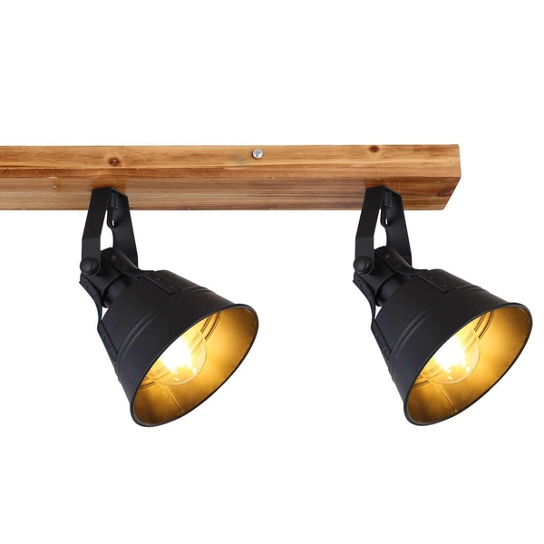 Industrialna LAMPA sufitowa GUNTHER 15466S-4 Globo plafon drewno czarny