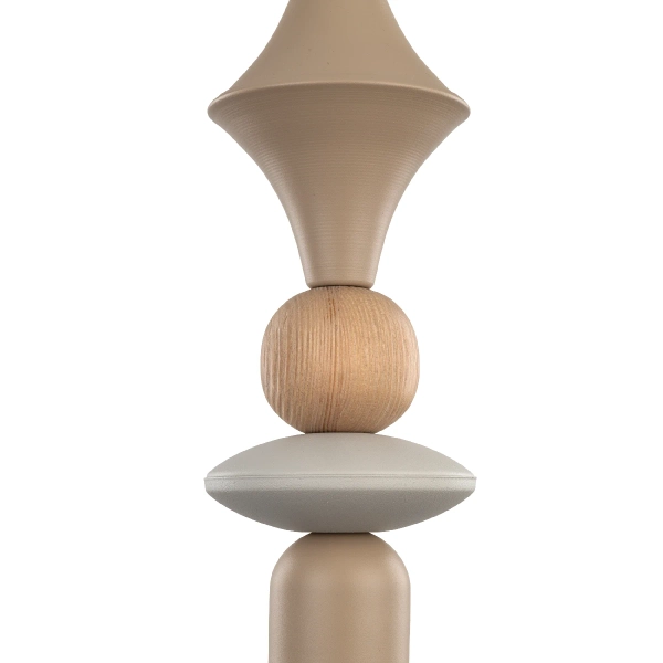 Drewniana lampa sufitowa zwis Tower Sabia Wood 10959 geometryczna beżowy