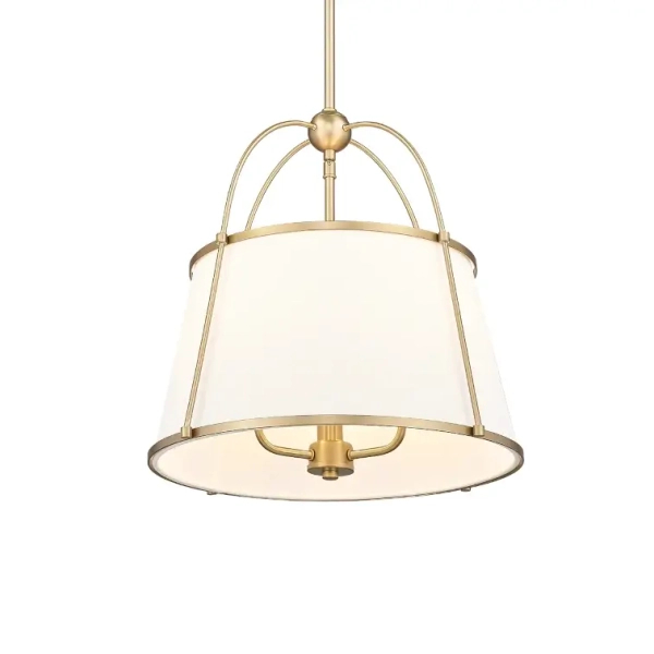 Lampa wisząca art deco SAVANNAH biała złota metalowa modernistyczna z kloszem P03538BR-WH