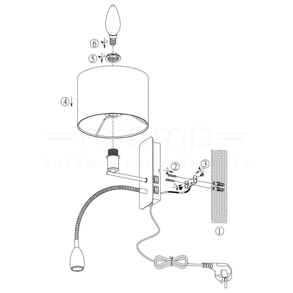 Kinkiet LAMPA ścienna HOTEL 271170202 Trio abażurowa OPRAWA peszel do czytania LED 3,2W 3000K regulowany matowy nikiel czarna