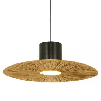 Ekologiczna wisząca lampa 23070 kapelusz papierowy czarny