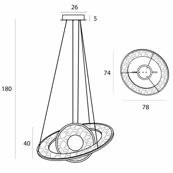 Wisząca lampa glamour ALEXIA P0638D LED 45W 3000K talerze złote