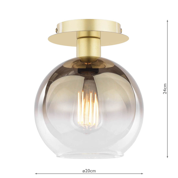 Kulista lampa sufitowa Lycia LYC0135 szklana okrągła złota przezroczysta