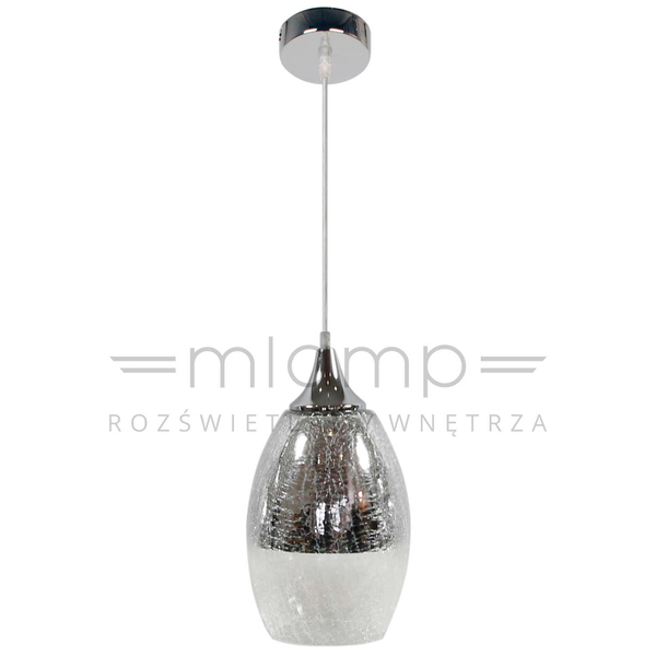 Szklana lampa wisząca CELIA 31-51561 zwis kropla łezka chrom