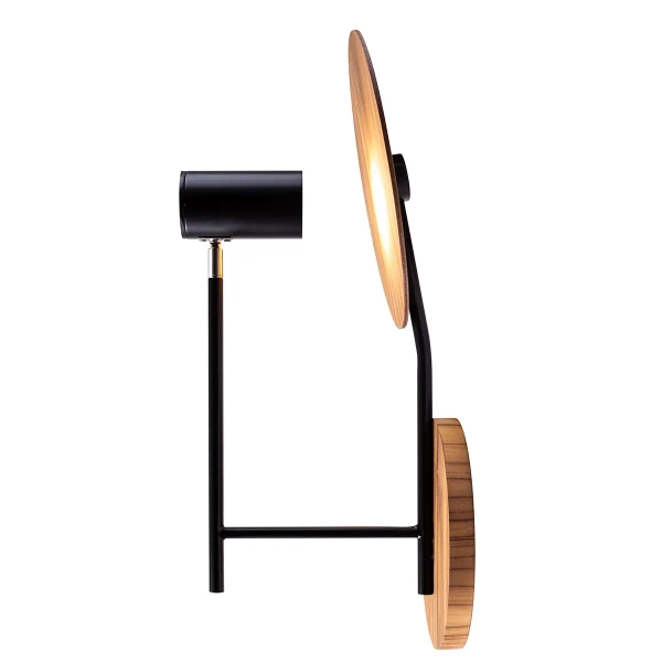 Ścienna lampa okrągła Dot QN-DOT-WB1-TEAK drewniana brązowy czarny