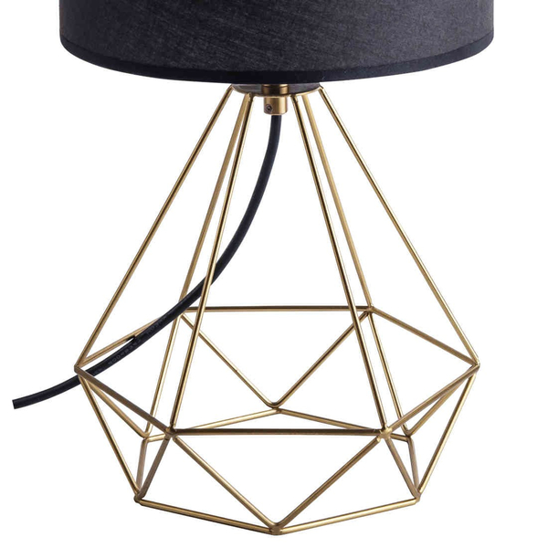 Gabinetowa LAMPA abażurowa HIRA 318602 Polux druciana LAMPKA stołowa złota czarna