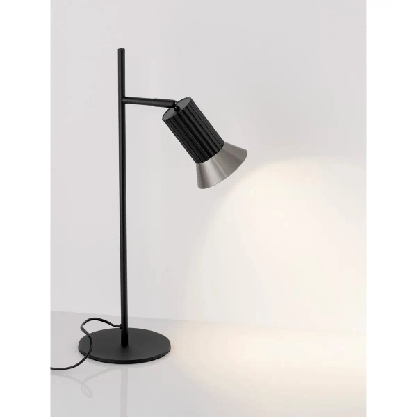 Lampka stołowa z wtyczką MARENZO LE45611 metalowa czarna brązowa