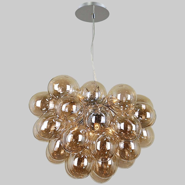 Modernistyczna lampa wisząca BENTO PND-7273-S-8-CGN szklana bubbles koniak