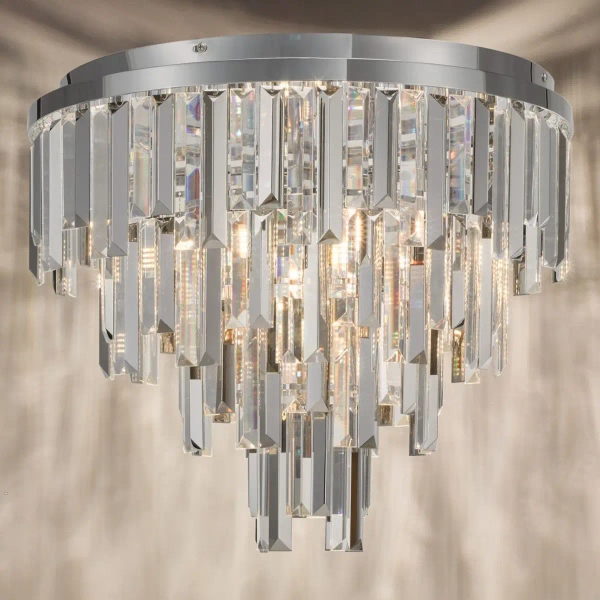Sufitowa lampa glamour Fuentes FUE4850 kryształowa do jadalni chrom