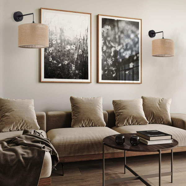 Kinkiet ekologiczny okrągły Juta 6858 TK Lighting rustykalna brązowa
