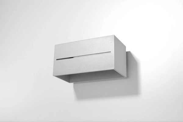 Kinkiet LAMPA przyścienna SL.0529 prostokątna OPRAWA kostka metalowa szara