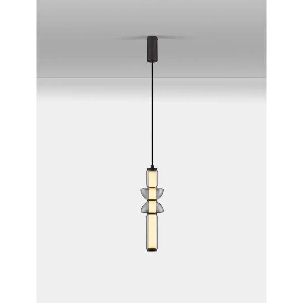 Wisząca lampa podłużna GLORICA LE45191 LED 15W 3000K szklana szara