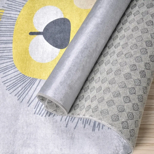 Tkaninowy dywan Lew 322852 do pokoju dziecięcego szary żółty