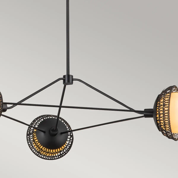 Designerska wisząca lampa Perth ALM-PERTH3-BK rattan czarna