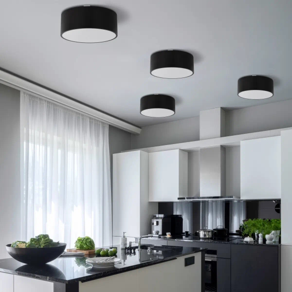 Minimalistyczny plafon tarasowy Livo 10984 okrągły IP54 czarny biały