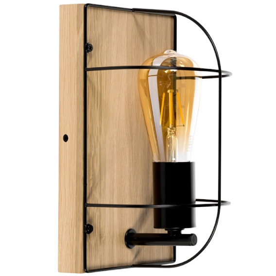Kinkiet lampa ścienna NETUNO 92041174 druciana drewniana drewno czarna