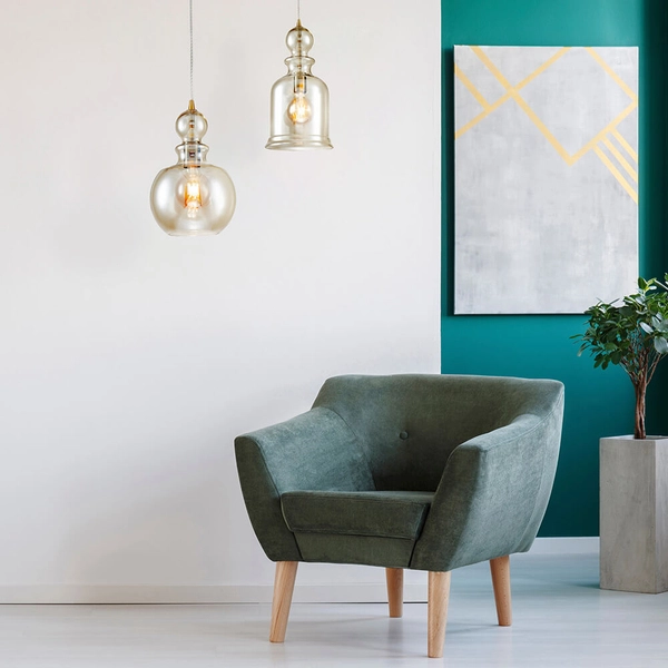 Okrągła lampa wisząca Ton P003PL-01BZ metal bursztynowa