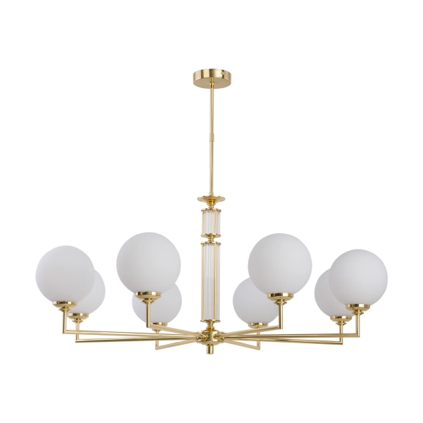 Jadalniany żyrandol Artu Glass ART-ZW-8 (Z) G kule szklane białe mosiądz