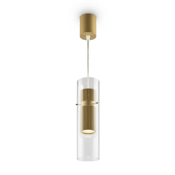 Szklana lampa wisząca Dynamics MOD326PL-01MG podłużna mosiądz
