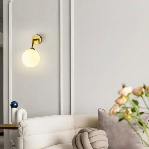 Kinkiet LAMPA ścienna DORADO LP-002/1W Light prestige loftowa OPRAWA szklana kula miedziana biała