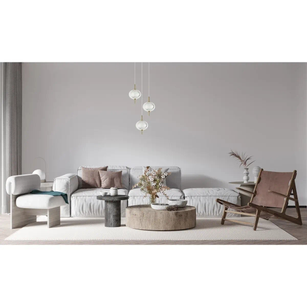 Potrójny żyrandol Corado PND-81418-3-BK-GD LED 12W 3000K kulisty złoty