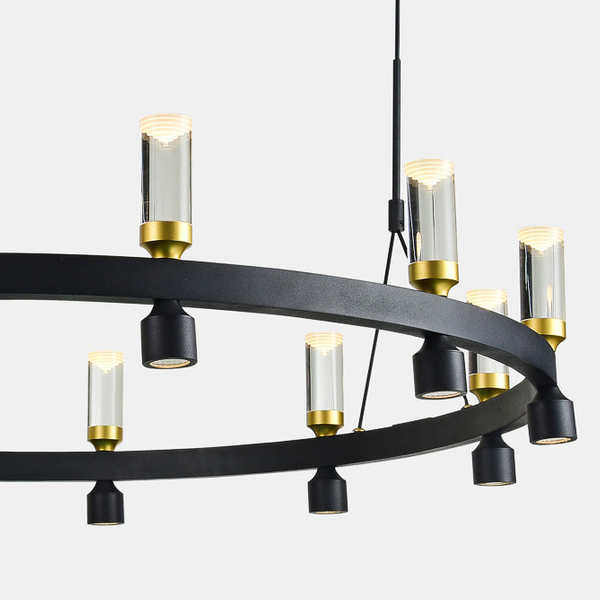 Modernistyczna LAMPA wisząca ALMELO PND-83812-24 Italux metalowa OPRAWA okrągła ZWIS LED 50,4W 3000K tuby czarne przezroczy